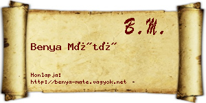 Benya Máté névjegykártya