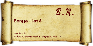 Benya Máté névjegykártya