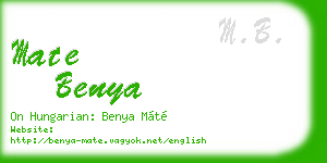 mate benya business card