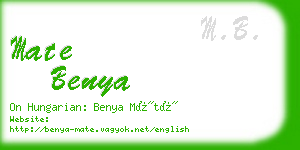 mate benya business card